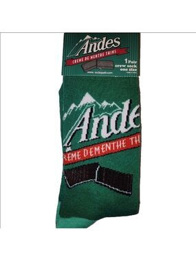 4/$25 Andes Candies Crew Socks Novelty Creme De Menthe Thin Mint New